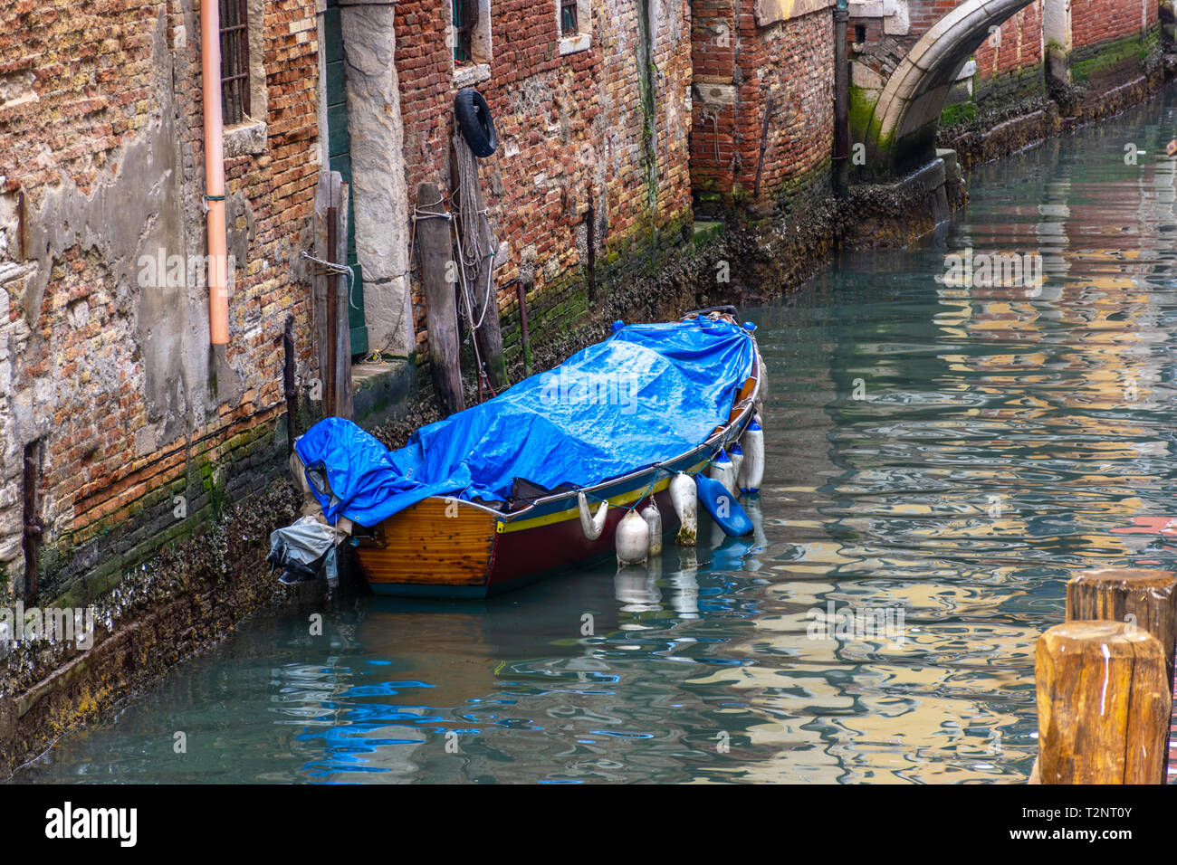 Canal in Venice with traditional old houses, Italy Stock Photo - Alamy
