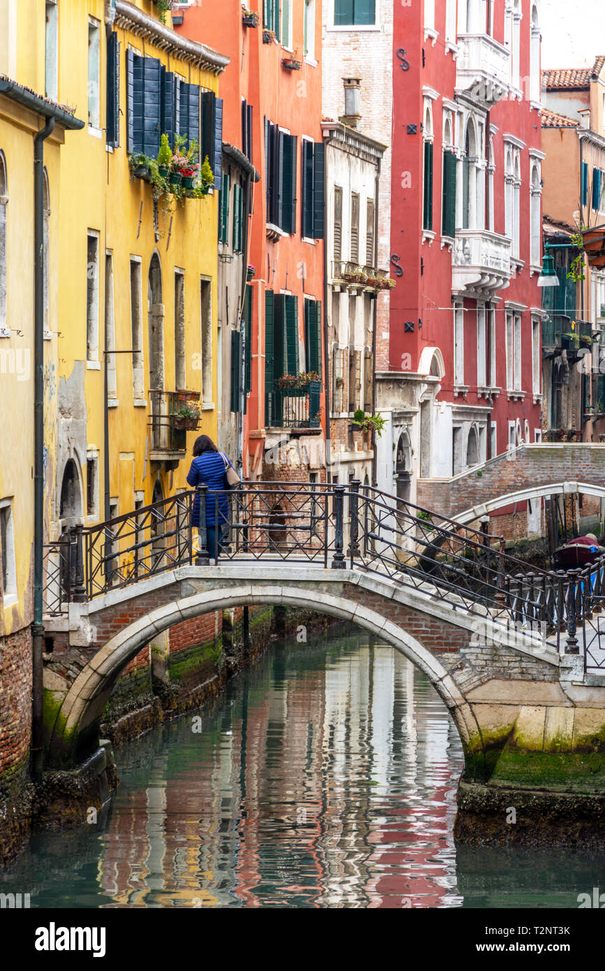 Canal in Venice with traditional old houses, Italy Stock Photo - Alamy