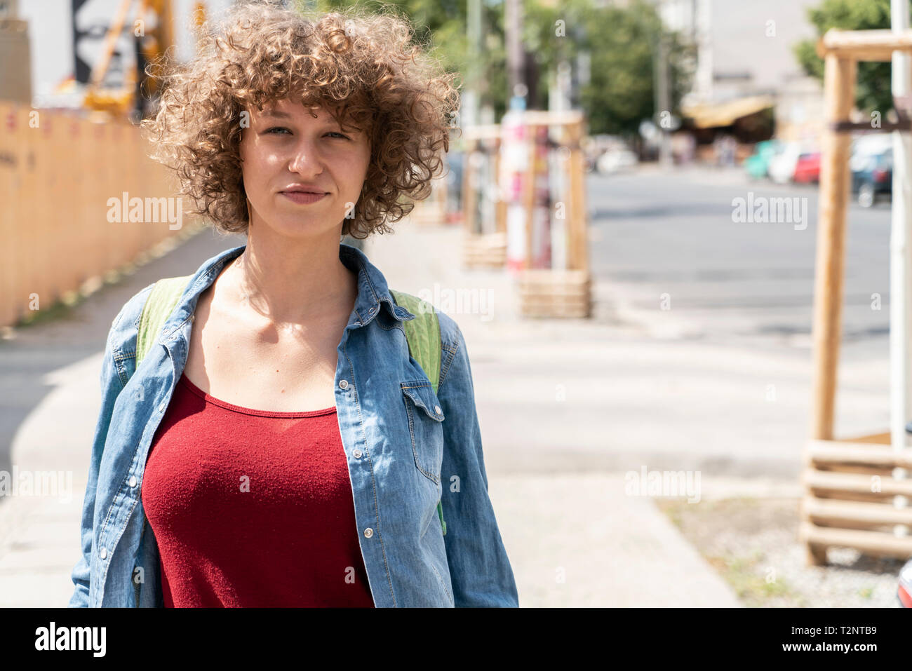 Female student exploring city, Berlin, Germany Stock Photo