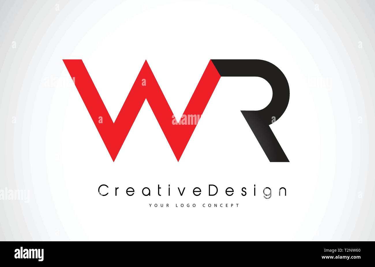 Red and Black WR W R Letter Logo Design in Black Colors. Creative ...