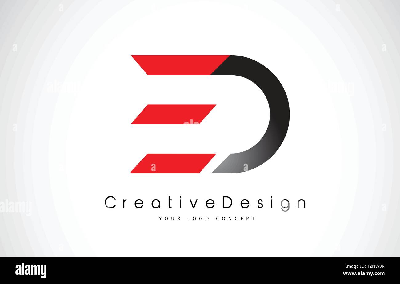 Red and Black ED E D Letter Logo Design in Black Colors. Creative ...