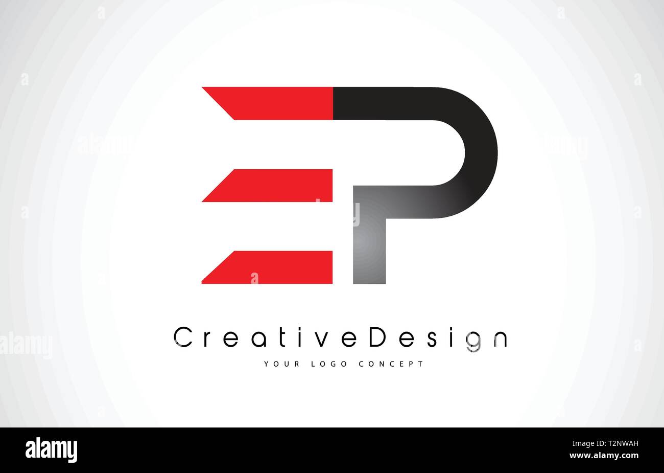 Red and Black EP E P Letter Logo Design in Black Colors. Creative ...