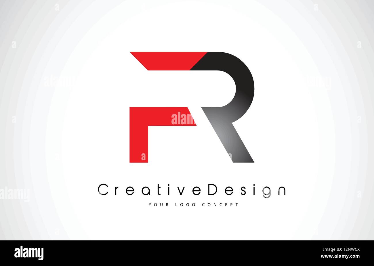 Red and Black FR F R Letter Logo Design in Black Colors. Creative ...
