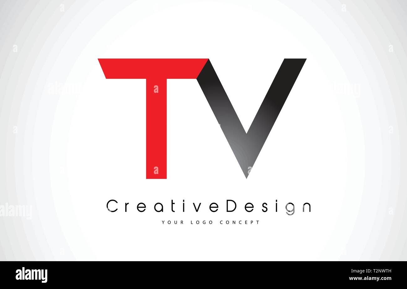 Red and Black TV T V Letter Logo Design in Black Colors. Creative