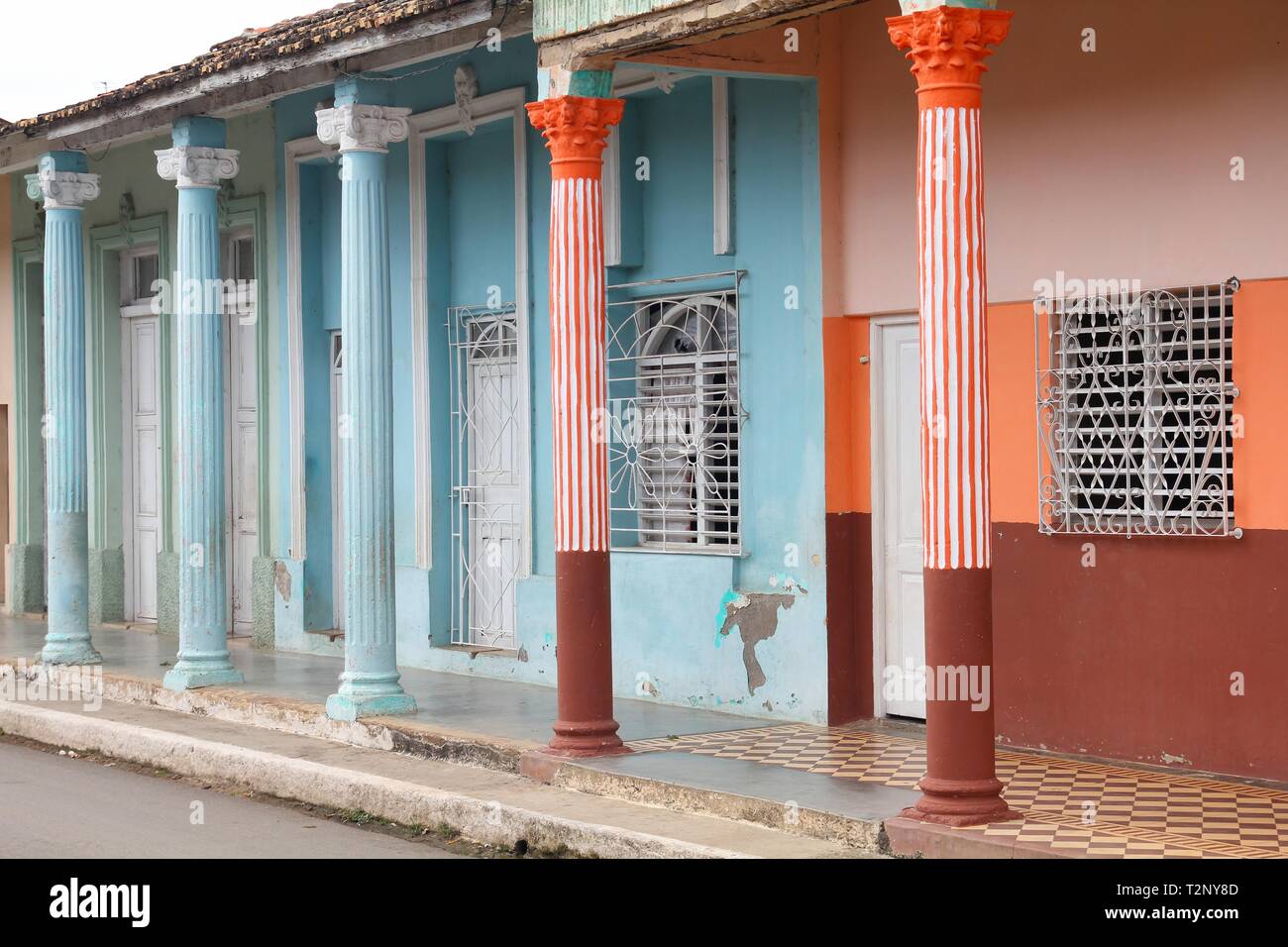 Moron, Cuba old town colonial architecture. Colorful residential
