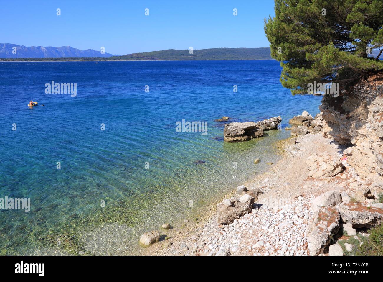 Croatia - beautiful Mediterranean coast landscape in Dalmatia. Zivogosce beach - Adriatic Sea. Stock Photo