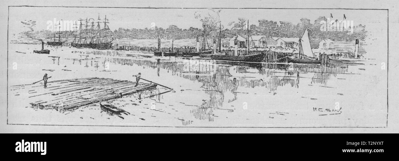 Another Bit of the Fitzroy River. Rockhampton. Australia 1890 old print Stock Photo