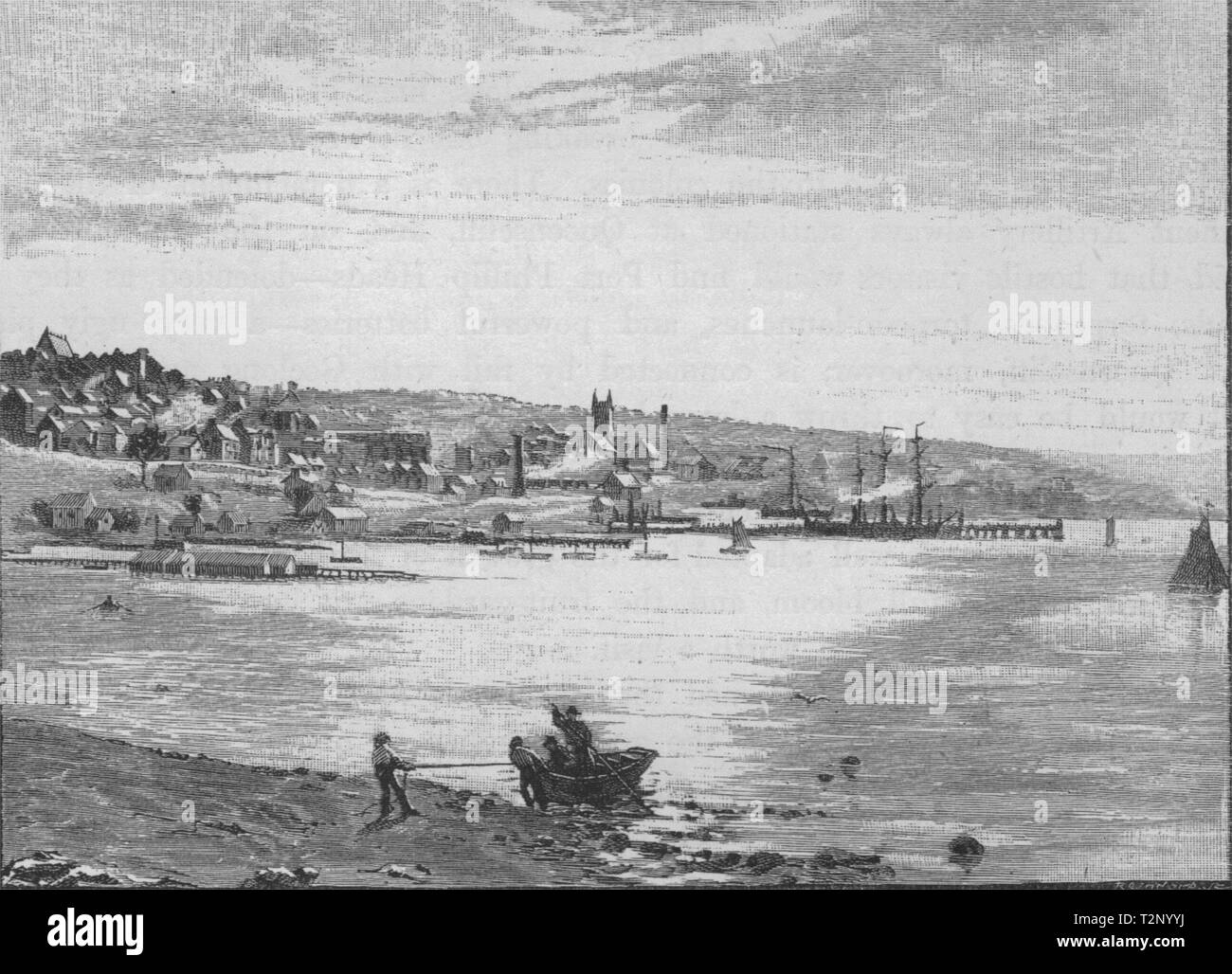 Geelong, from the Botanical Gardens. Geelong. Australia 1890 old antique print Stock Photo