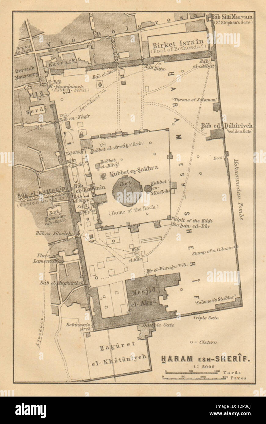 Haram Esh-Sherif plan. Temple Mount. Dome of the Rock. Jerusalem 1912 old  map Stock Photo - Alamy