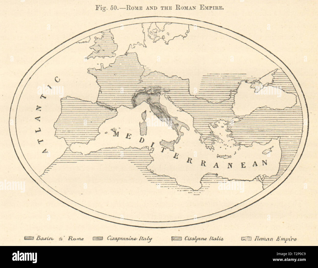 Rome and the Roman Empire. Europe sketch map 1885 old antique plan chart Stock Photo