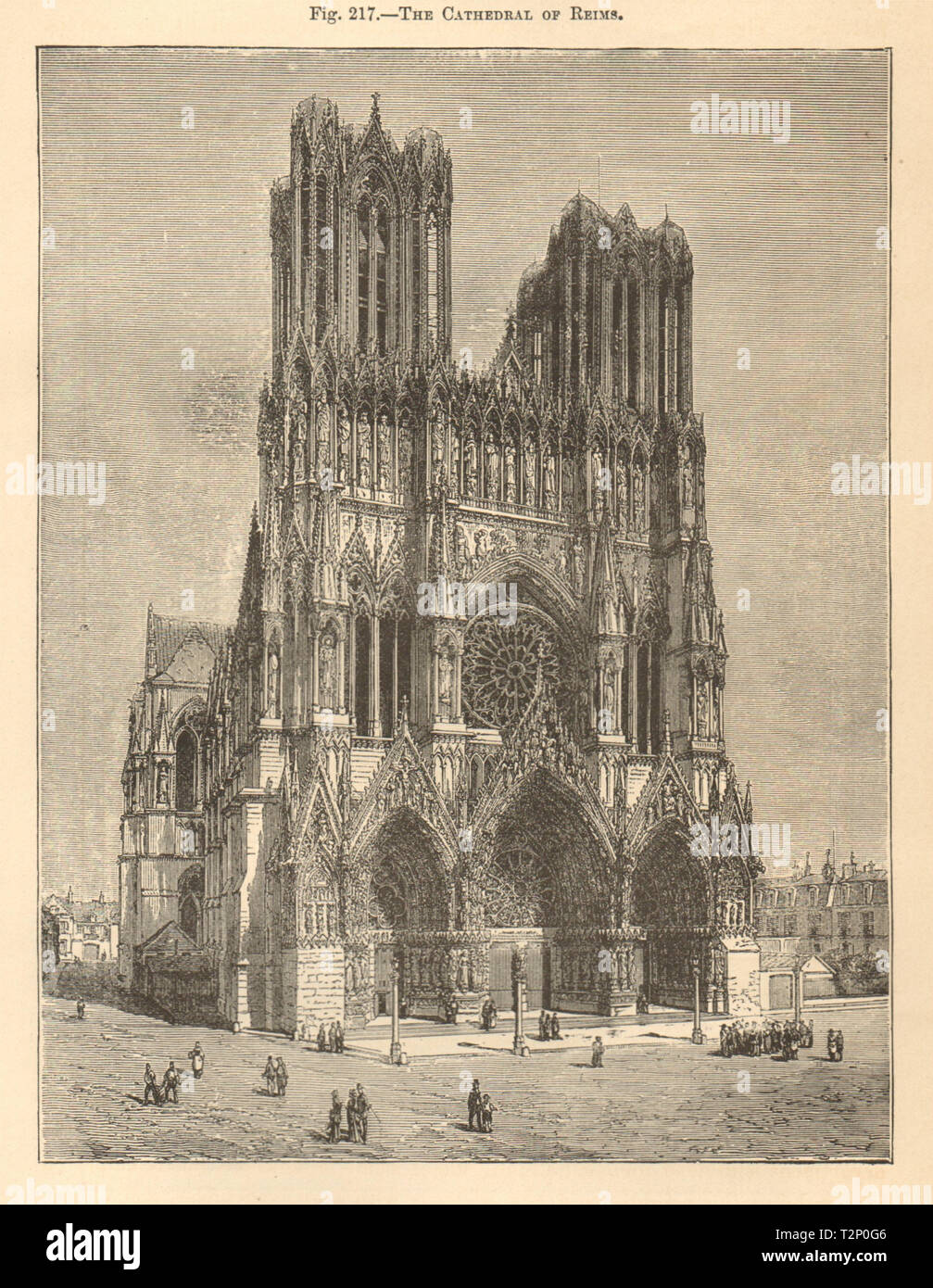 The Cathedral of Reims. Marne 1885 old antique vintage print picture Stock Photo