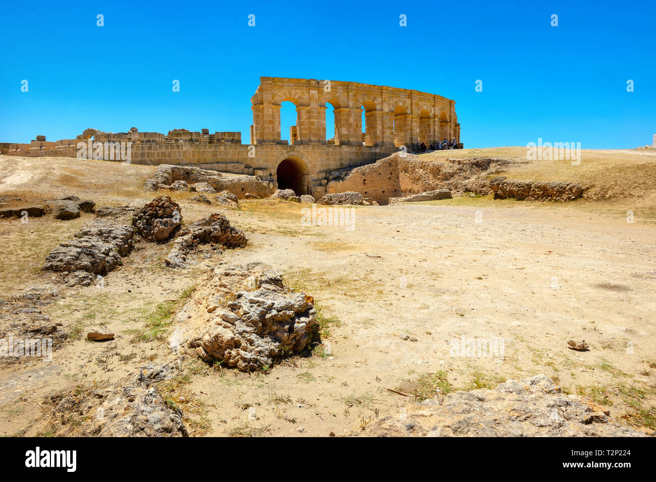 Archaeological site of ancient ruins in roman town Uthina (Oudhna). Tunisia, North Africa Stock Photo