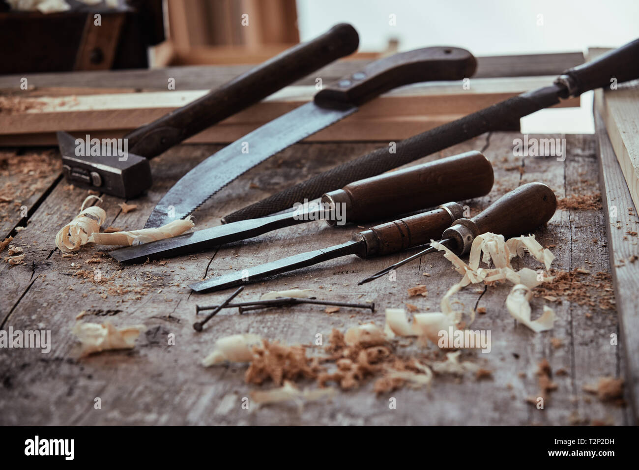 Old fashioned woodworking tools hi res stock photography and