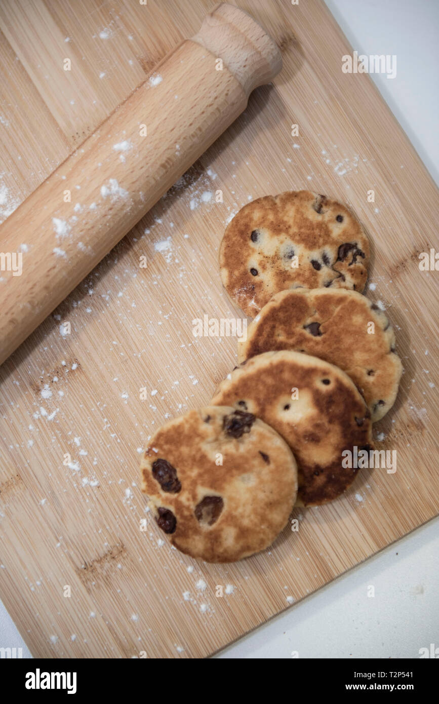 Cardiff, Wales, United Kingdom. March 27 2019. Studio photo of Welsh Cakes. Kira Butters Stock Photo