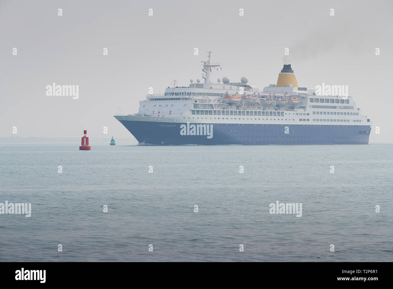 The Saga Cruises (Saga Shipping), Cruise Ship, Saga Sapphire, Approaches The Port Of Southampton, UK. 28 March 2019 Stock Photo