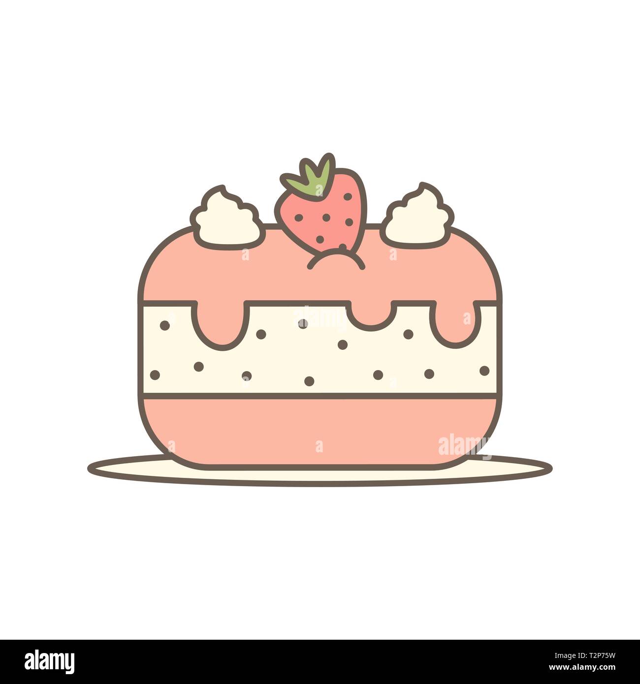 cute cartoon vector strawberry cake isolated on white background ...