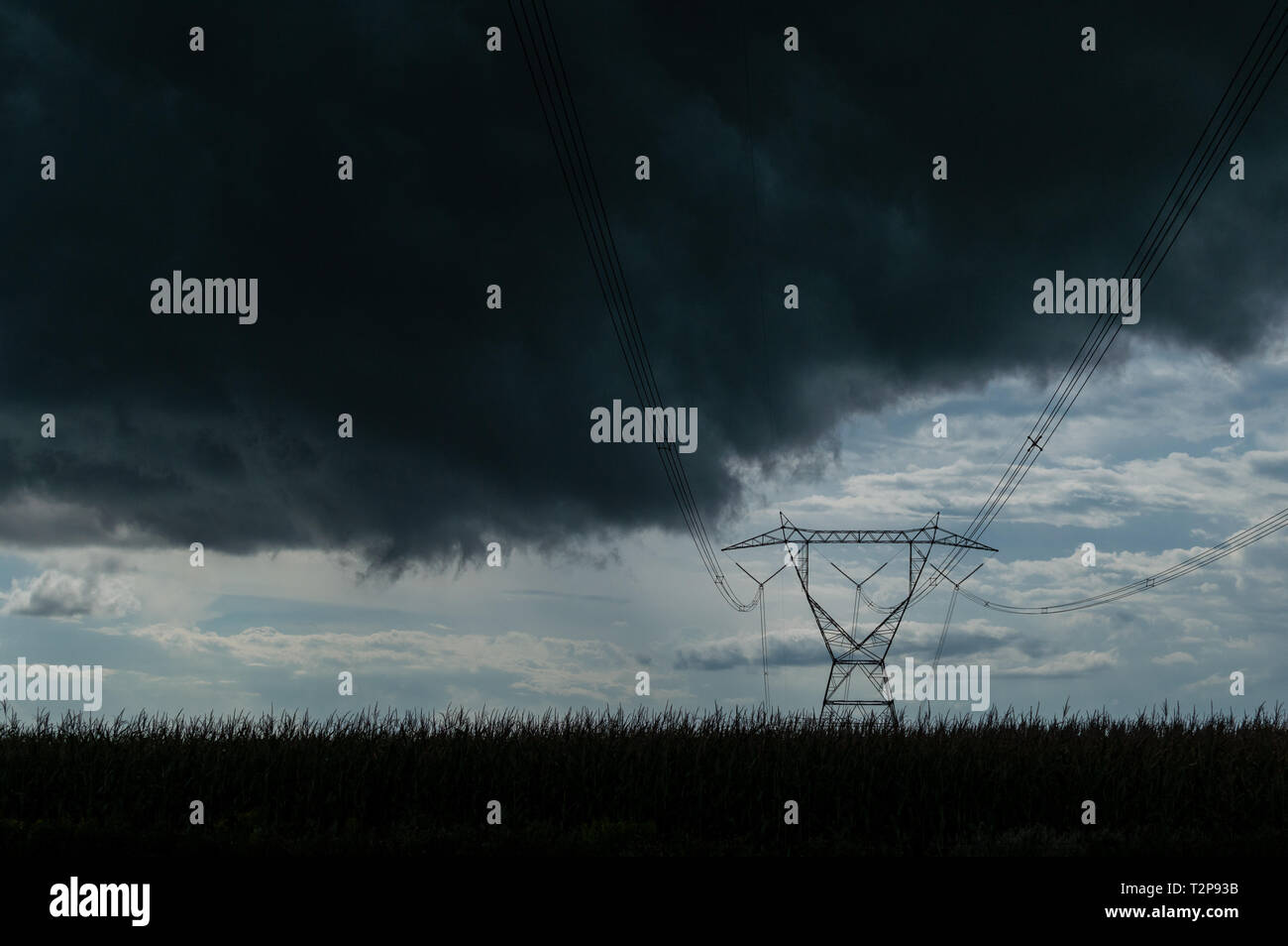 Power Tower Stormy Sky Dark Clouds Stock Photo - Alamy