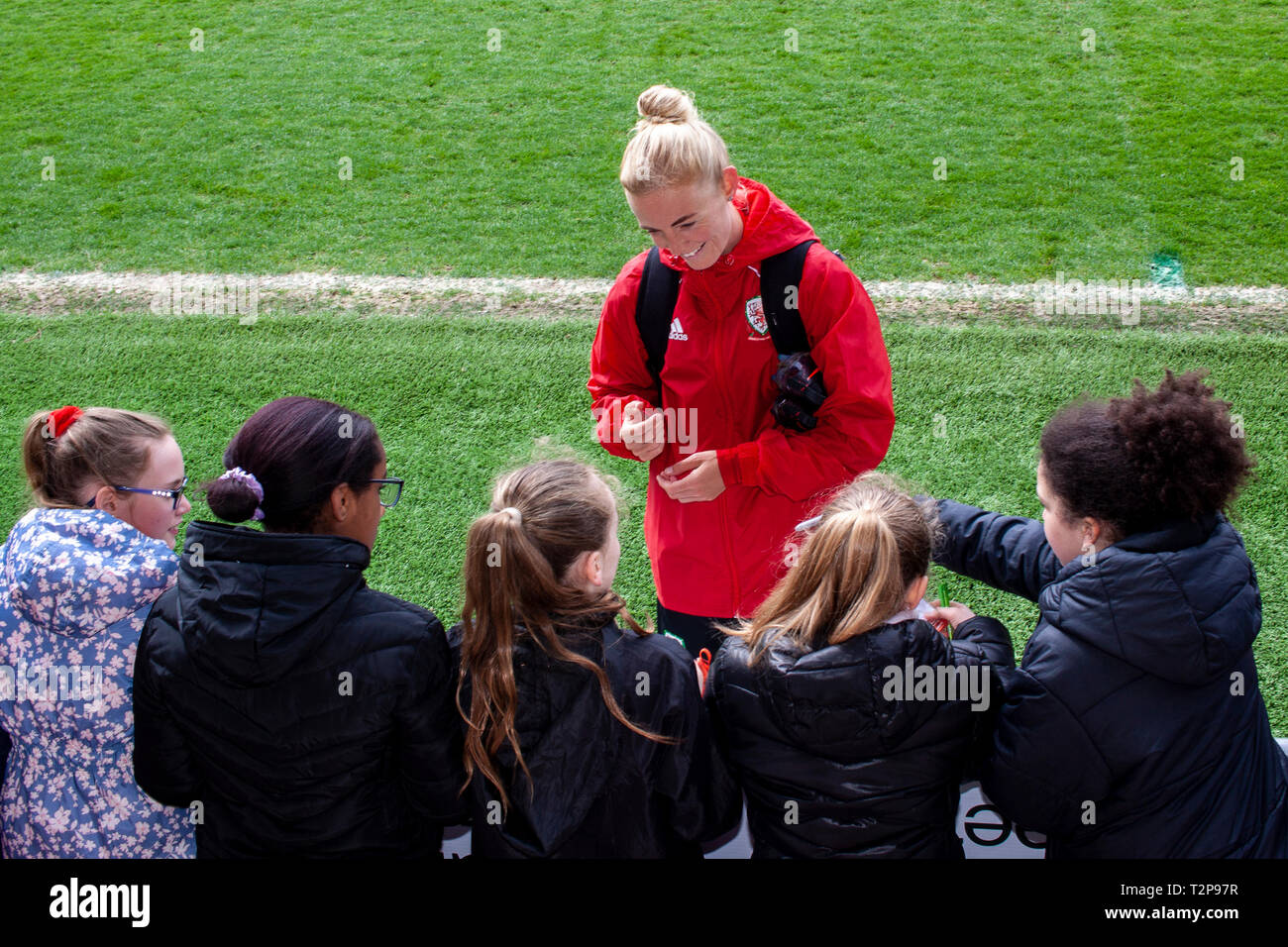 Sophie Ingle of Wales Women trains at Rodney Parade ahead of the Wales v Czech Republic International Friendly. Stock Photo