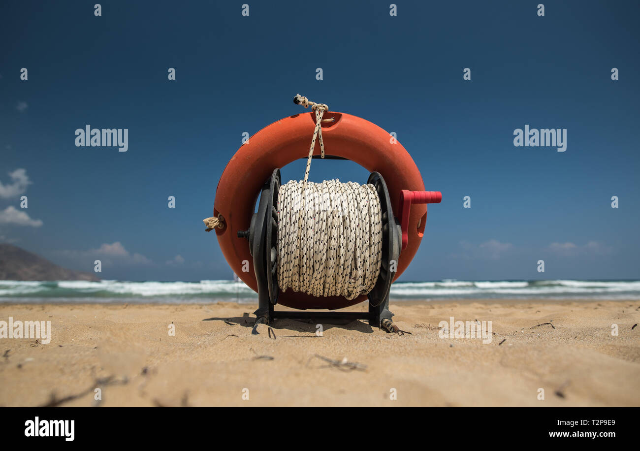 Surfing Rescue Fender Boat Line Stock Photo