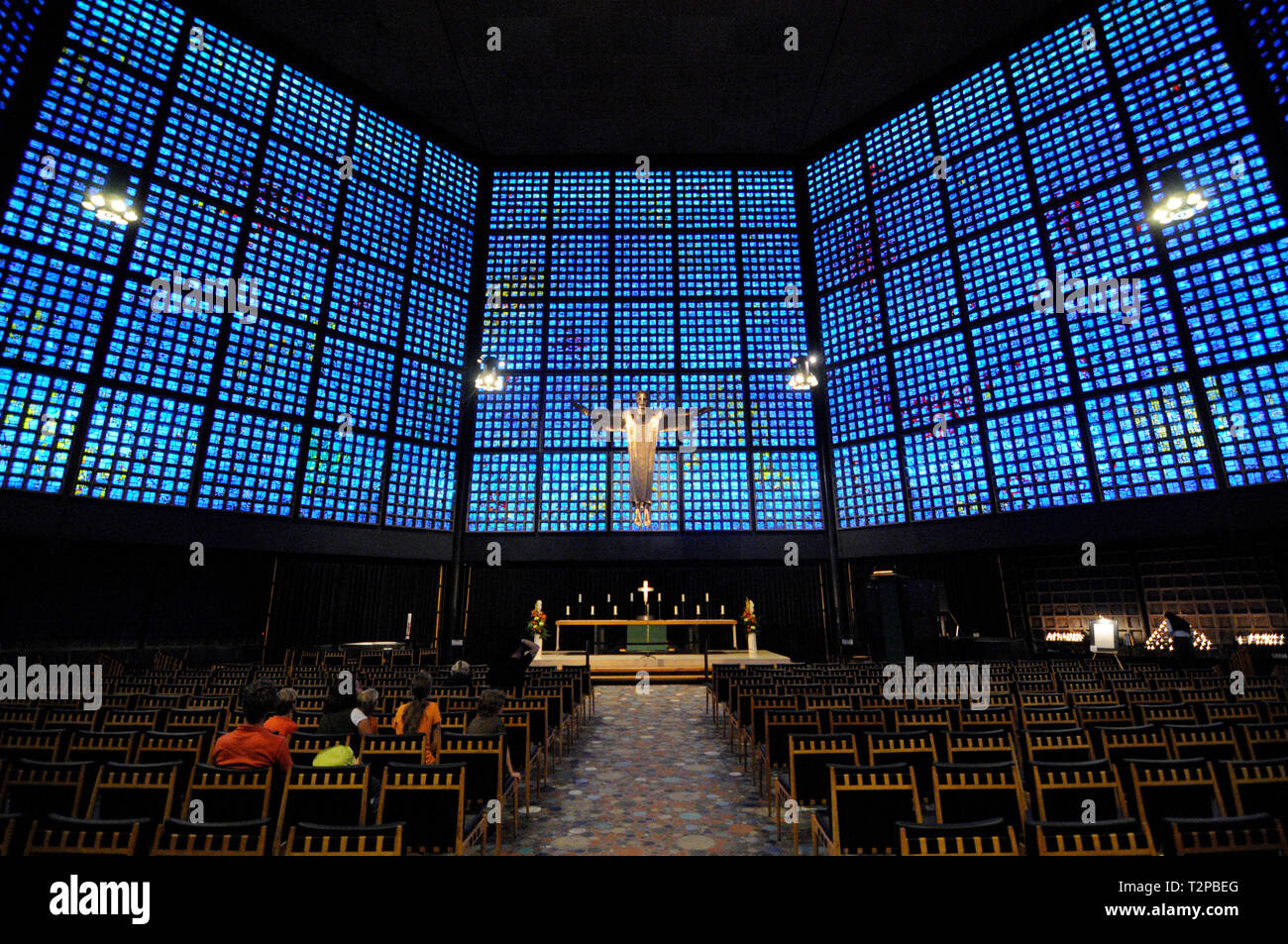 Kaiser Wilhelm Memorial Church, view of the inside of the new church, Berlin, Germany Stock Photo