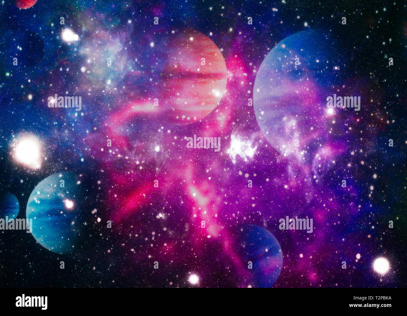 Fiery explosion in space. Abstract illustration of universe. Elements