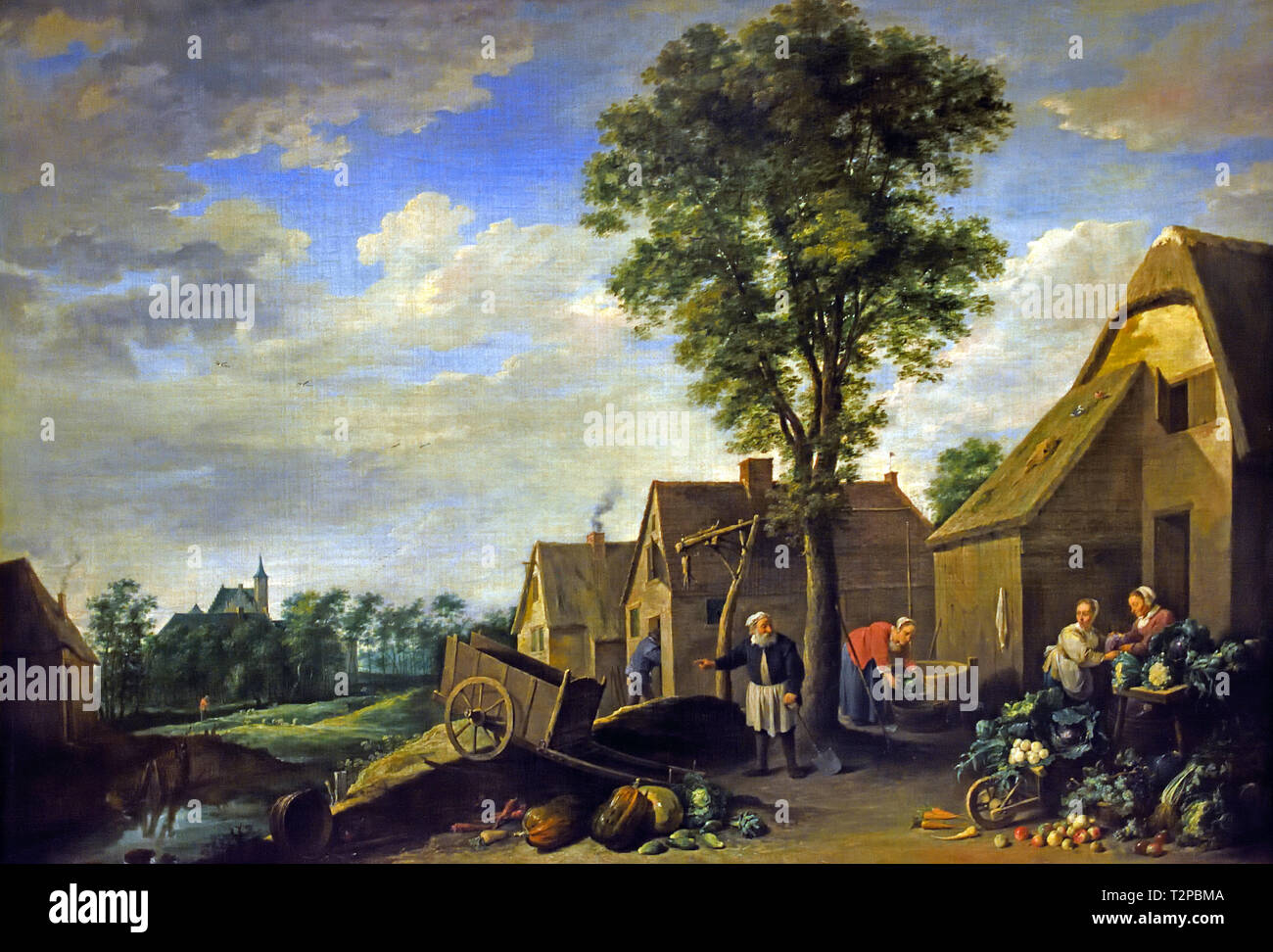 The Well, or Flemish Villagers 1640 by David TENIERS II, 1610 – 1690,  Belgian, Belgium, Flemish, Stock Photo