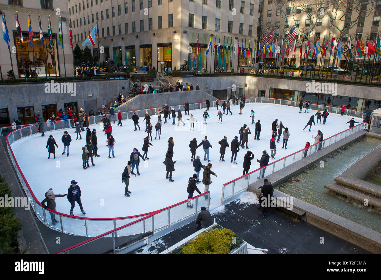 The Ice Skating Rink at Rockefeller Center, New York, NY, USA Stock