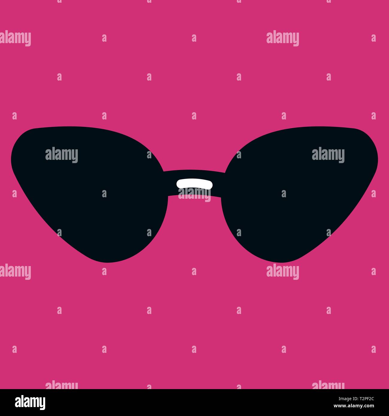 Icon of women s sunglasses. Vector illustration on color background. Stock Vector