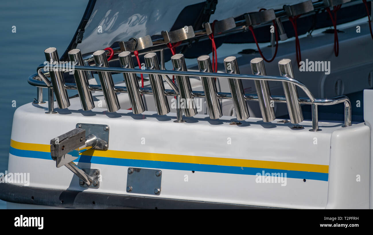 A Fishing Pole in Holder on a Boat Stock Image - Image of hobbies, hattie:  135077817