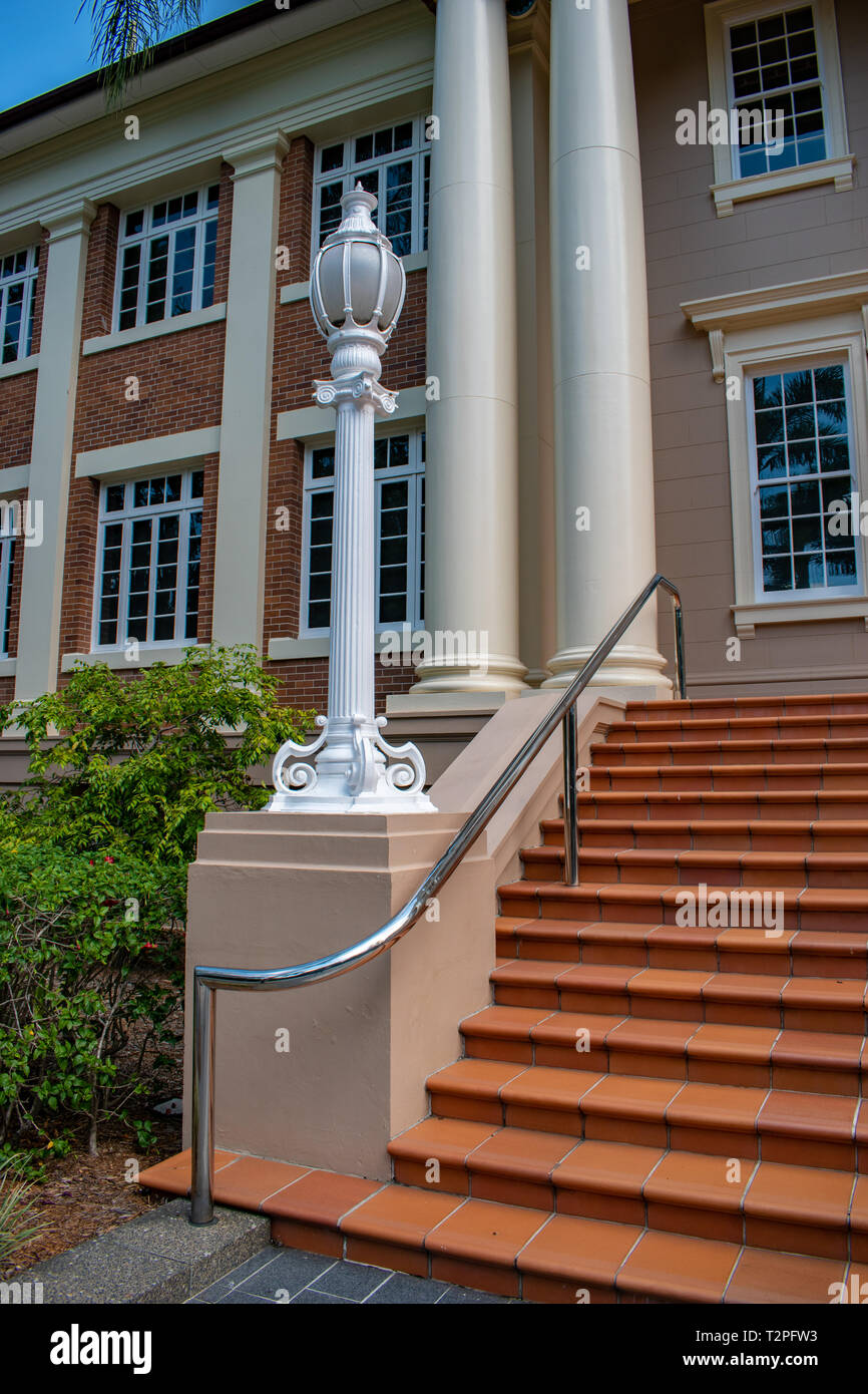 The entrance to an historic building on the campus of the Queensland University of Technology (QUT) Stock Photo