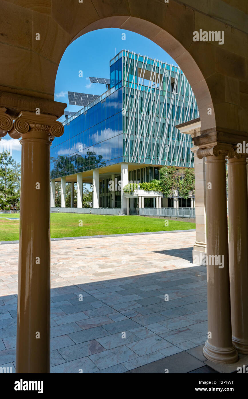 The Queensland University of Technology campus is an interesting mix of modern and historical buildings Stock Photo