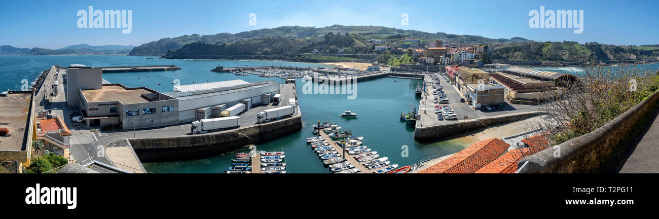 Getaria panoramic view from path to lighthouse Stock Photo