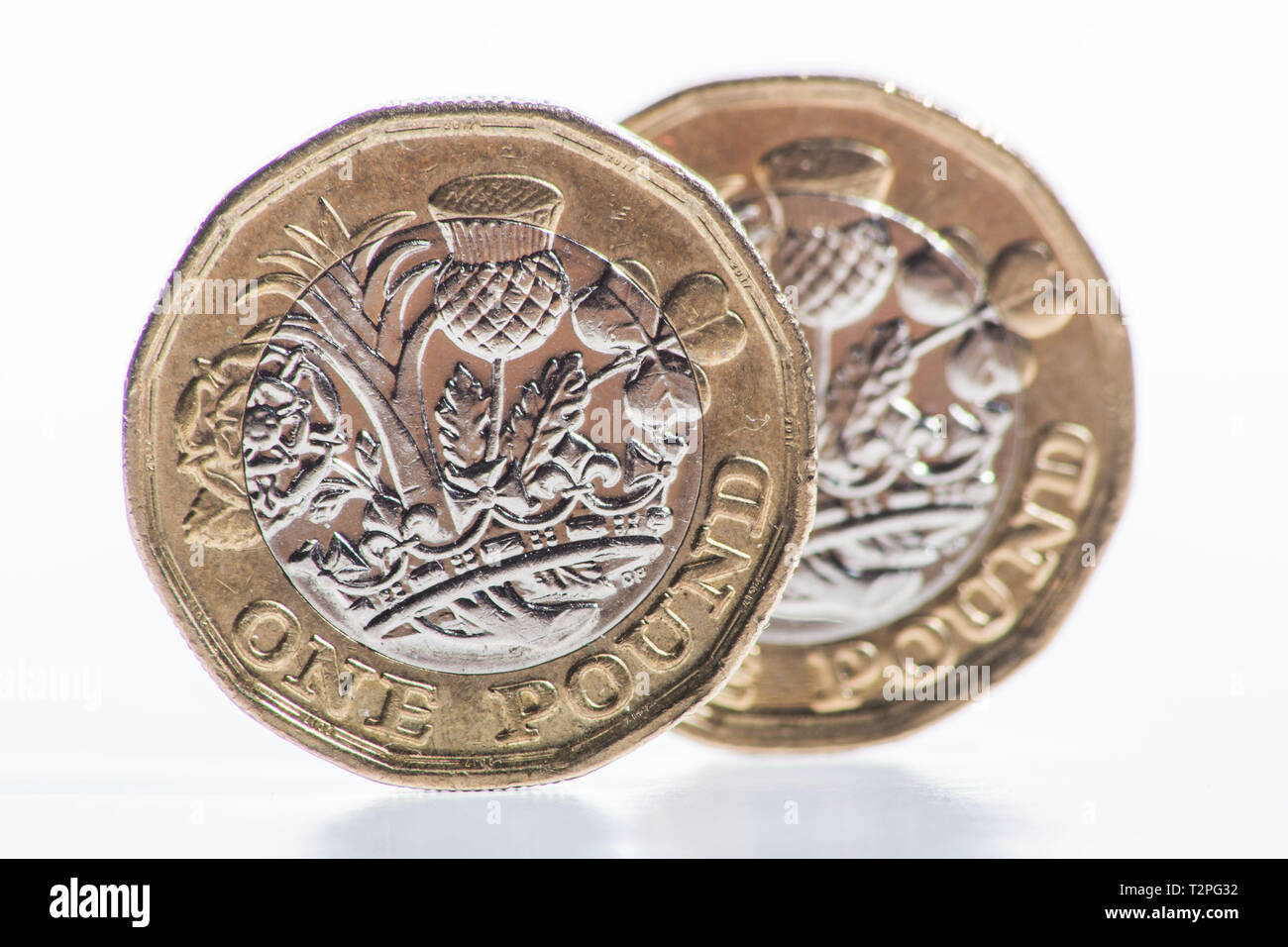 Coins. The One Pound Coin. Stock Photo