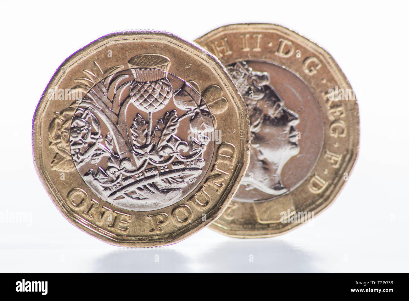 Coins. The One Pound Coin. Stock Photo