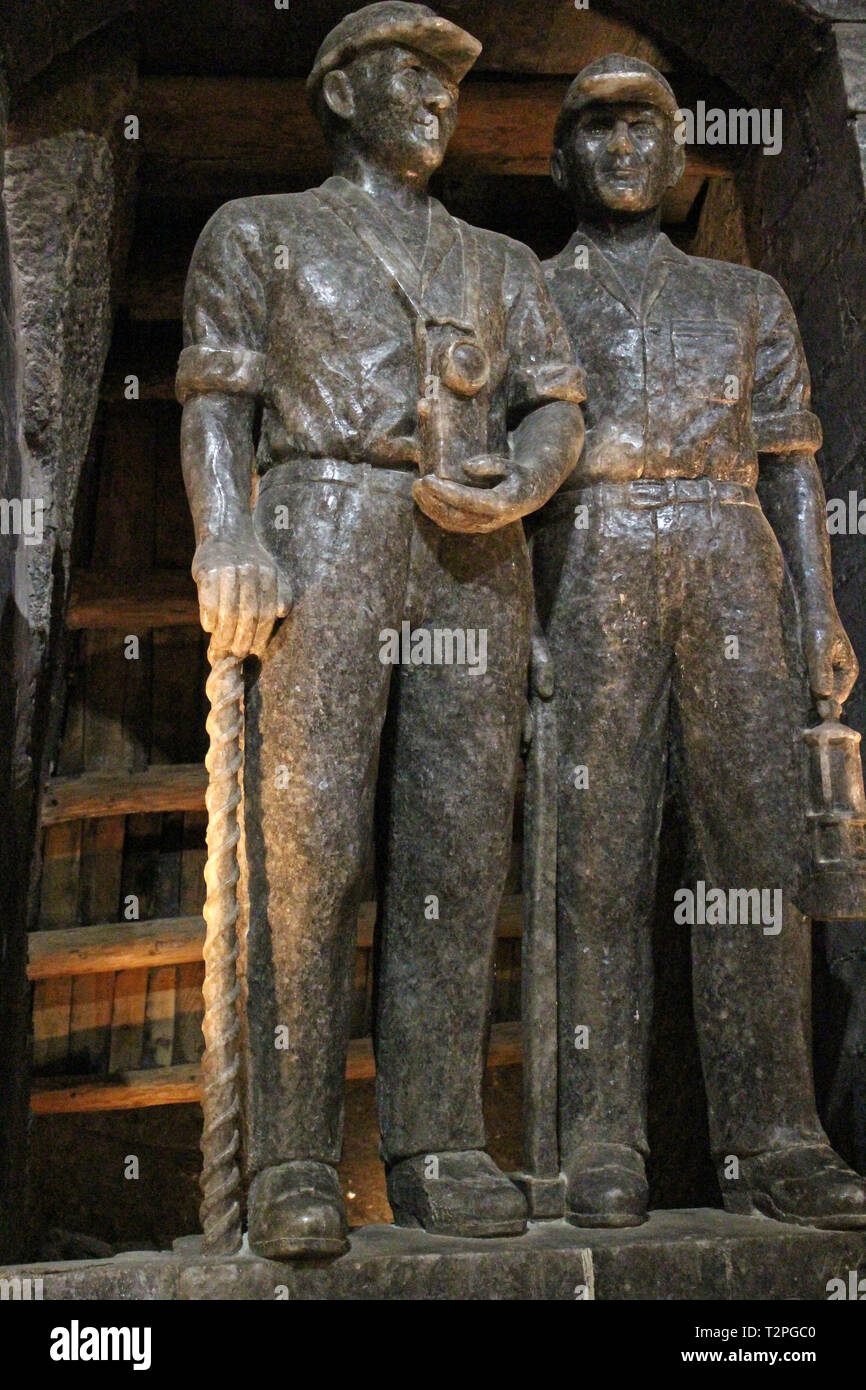 Salt sculptures in the Wieliczka Salt Mine, Poland Stock Photo