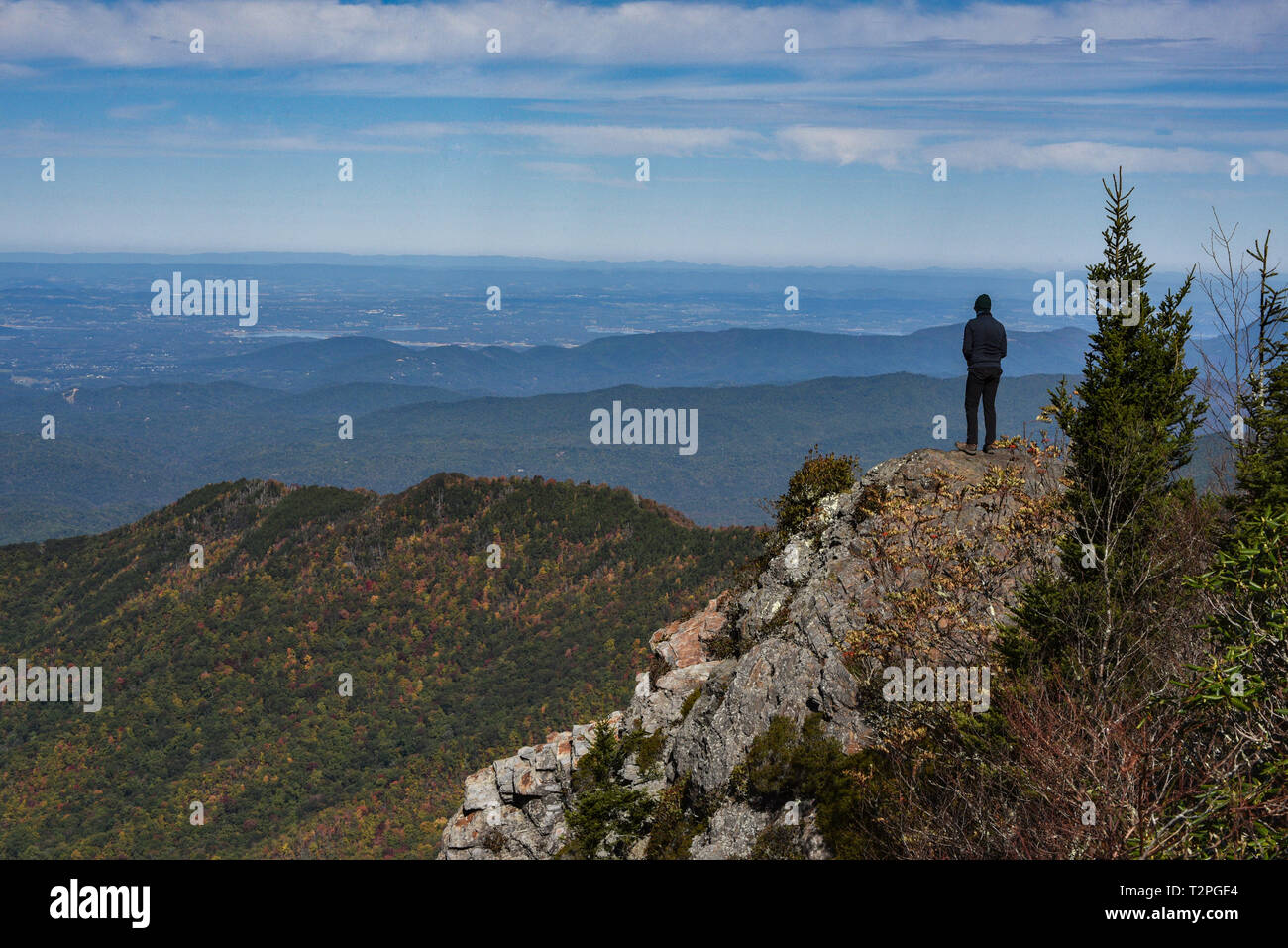 Spectacular mountain range vistas from Charlies Bunion, Appalachian
