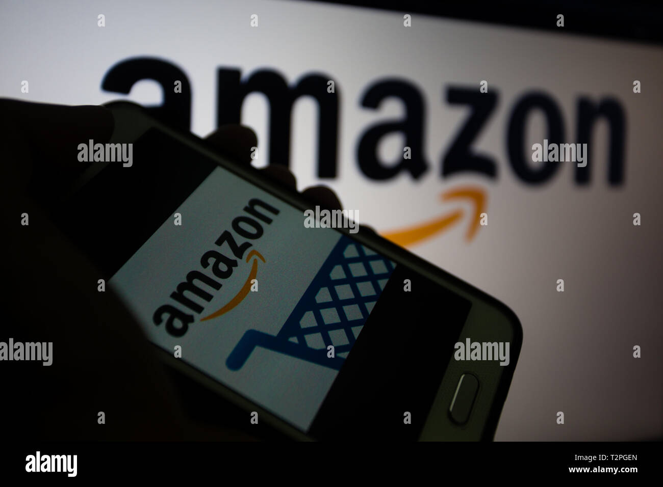 Amazon logo black background hires stock photography and images Alamy