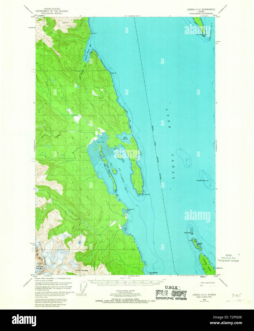 Usgs Topo Map Alaska Ak Juneau C 4 356351 1949 63360