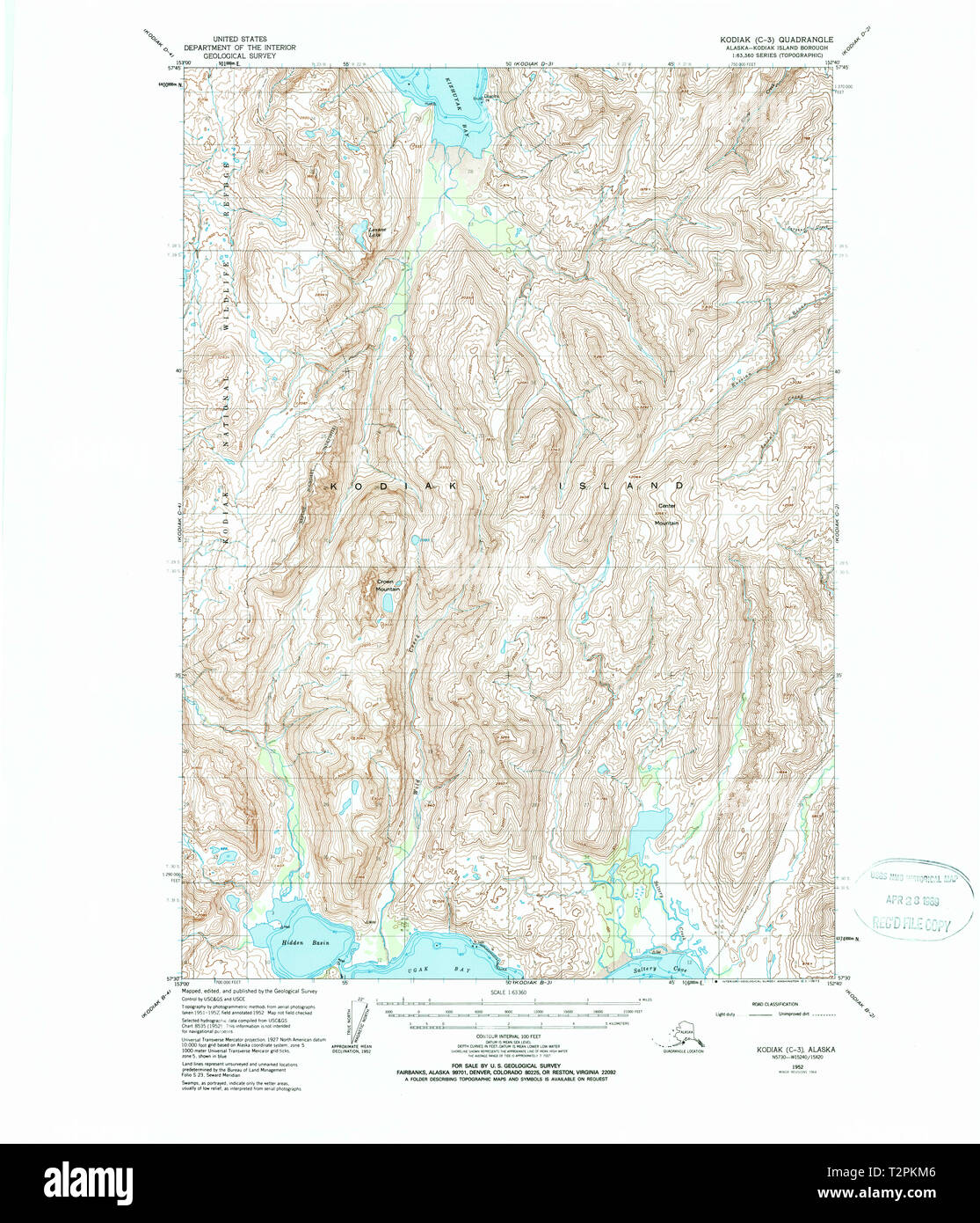 USGS TOPO Map Alaska AK Kodiak - Usgs Topo Map Alaska Ak Kodiak C 3 356813 1952 63360 Restoration T2PKM6