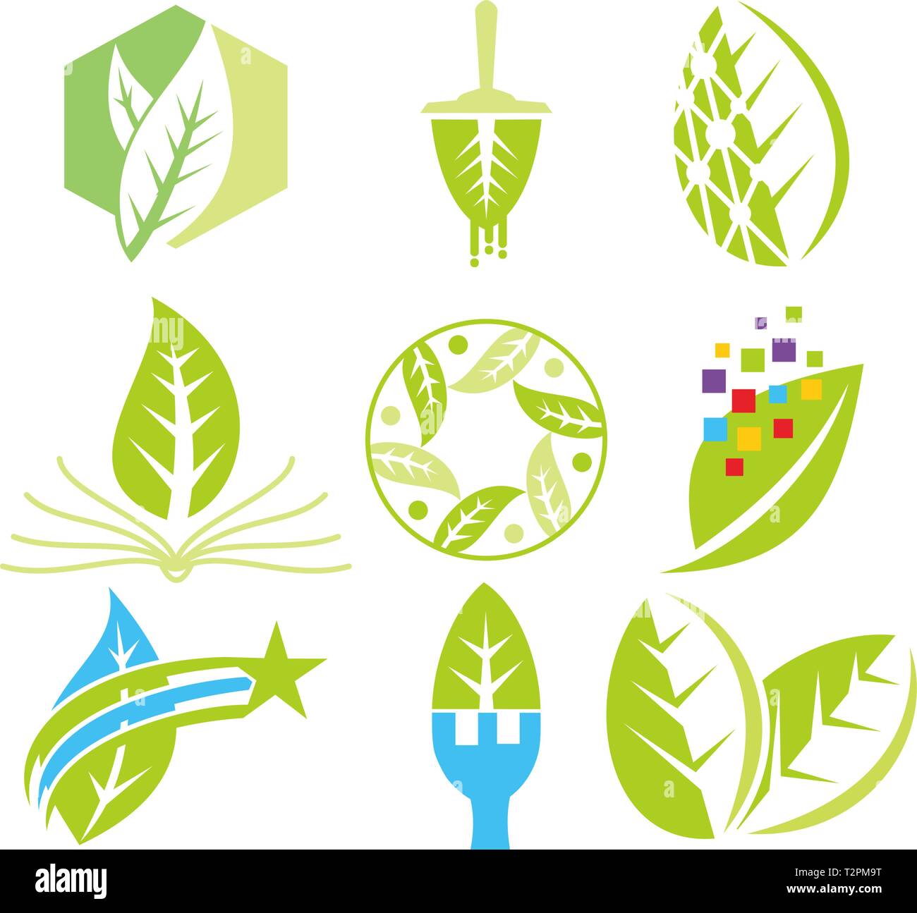Leaf Logo Design Vector Template Set Stock Vector Image & Art - Alamy