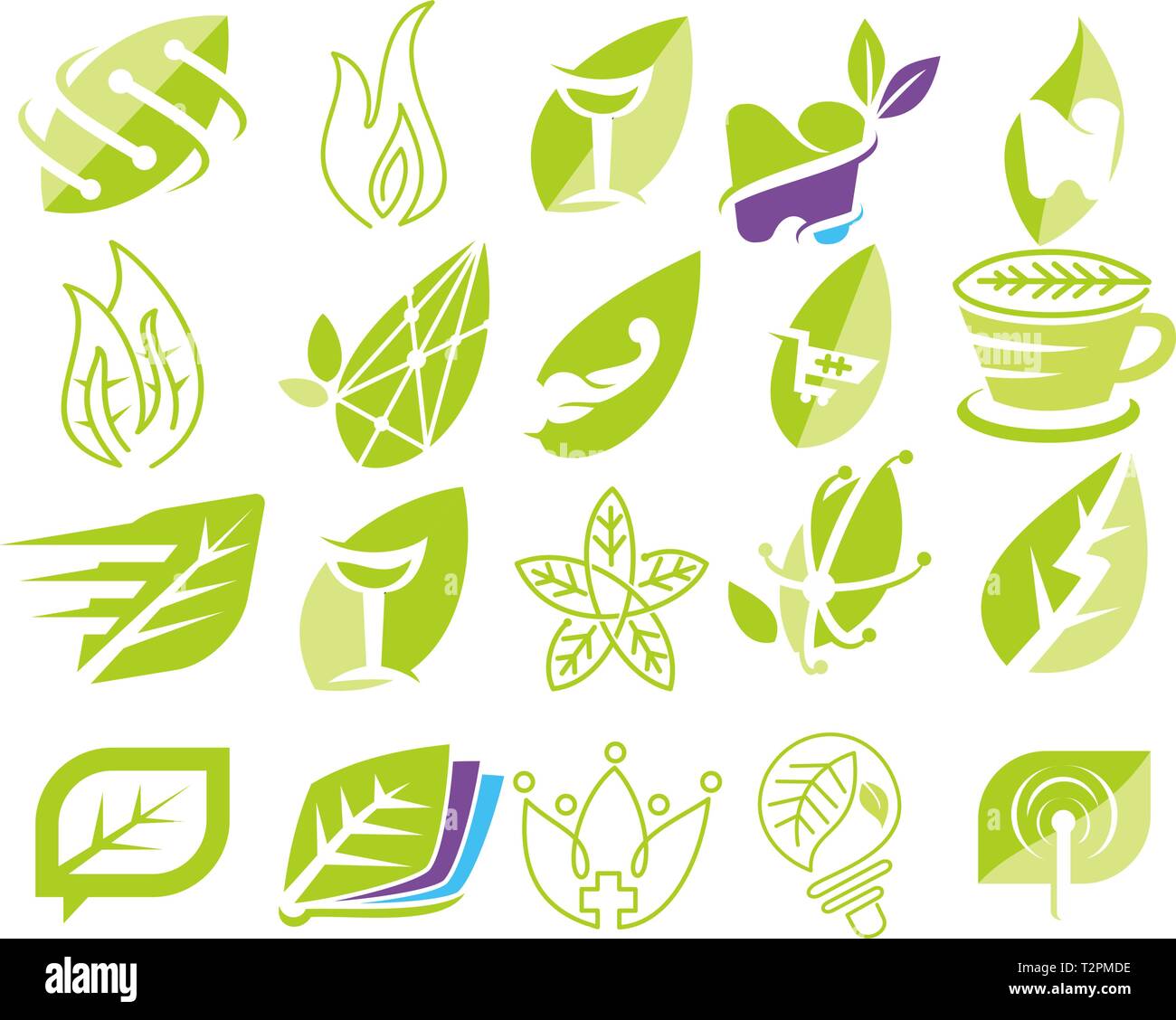 Leaf Logo Design Vector Template Set Stock Vector Image & Art - Alamy