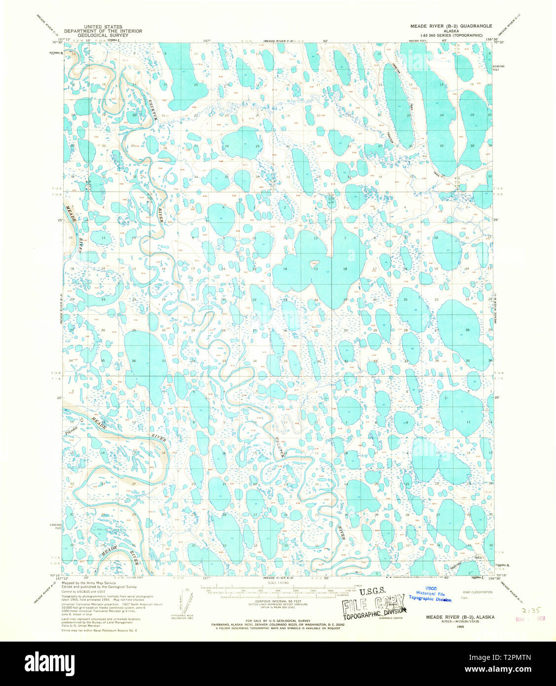 USGS TOPO Map Alaska AK Meade River B2 357415 1955 63360 Restoration