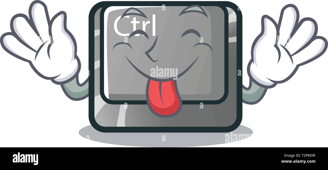 Tongue out ctrl button on the cartoon keyboard vectoir illustration Stock Vector