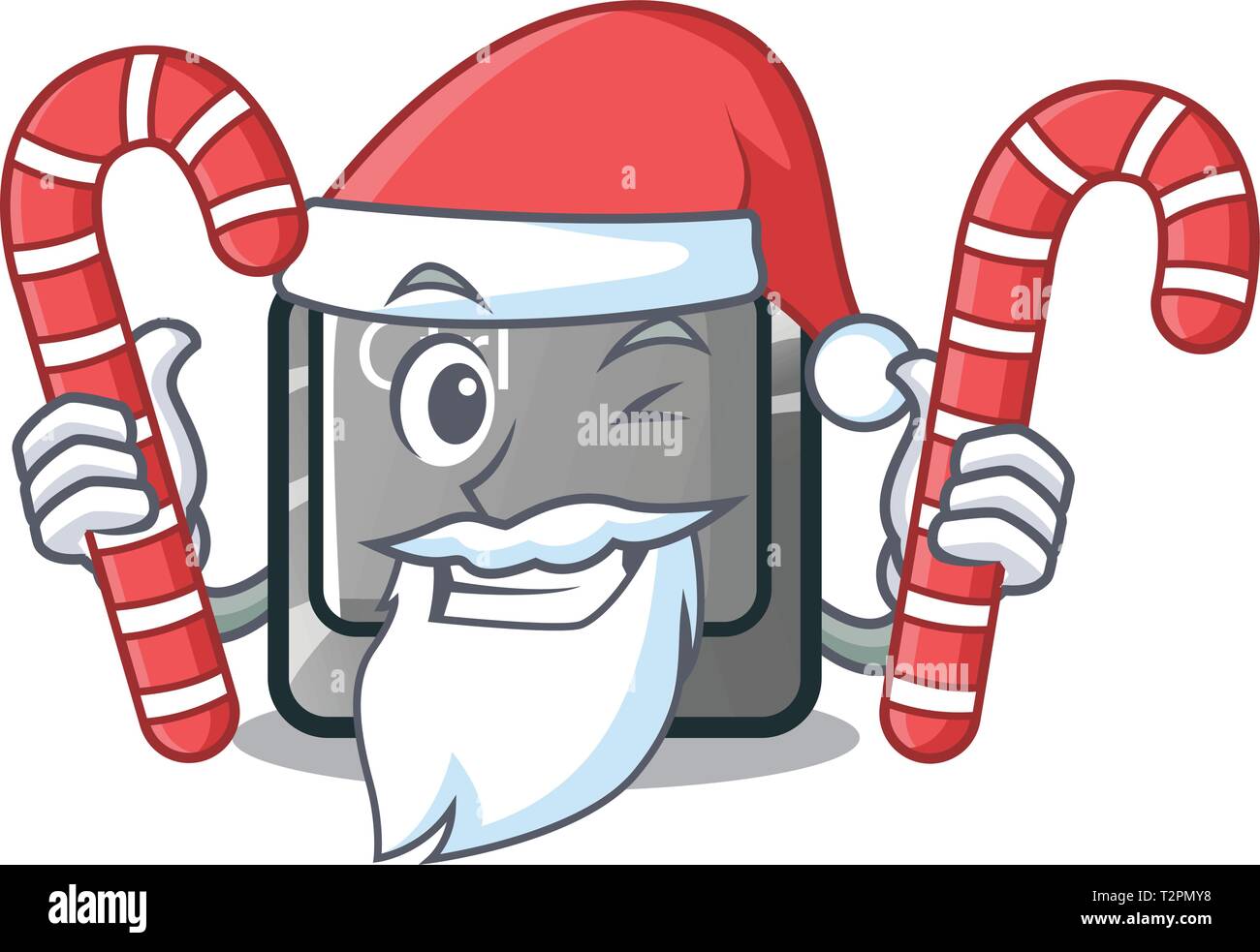 Santa with candy ctrl button on the cartoon keyboard vectoir illustration Stock Vector