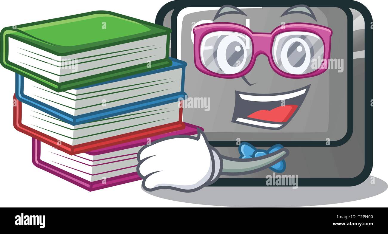 Student with book ctrl button on the cartoon keyboard vectoir illustration Stock Vector