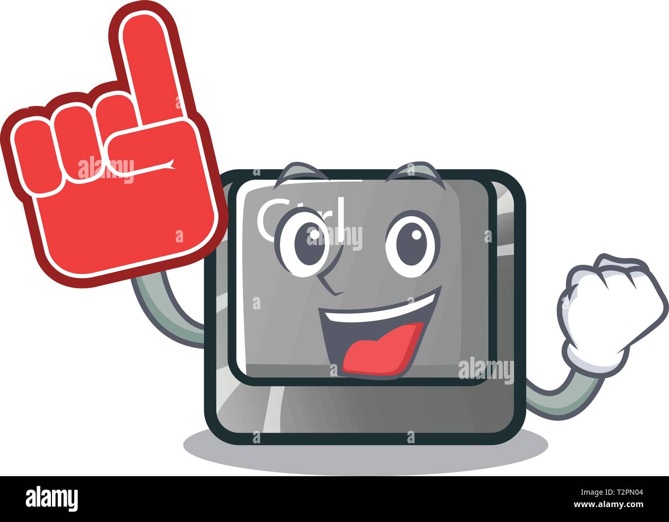 Foam finger ctrl button on the cartoon keyboard vectoir illustration Stock Vector