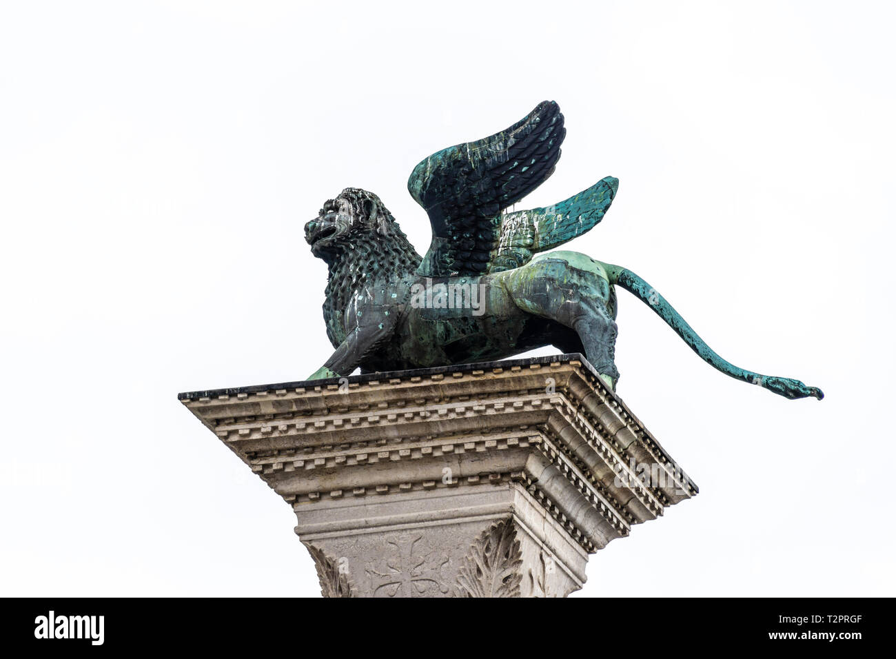 The lion in Piazza San Marco, the symbols of Venice, over white background Stock Photo