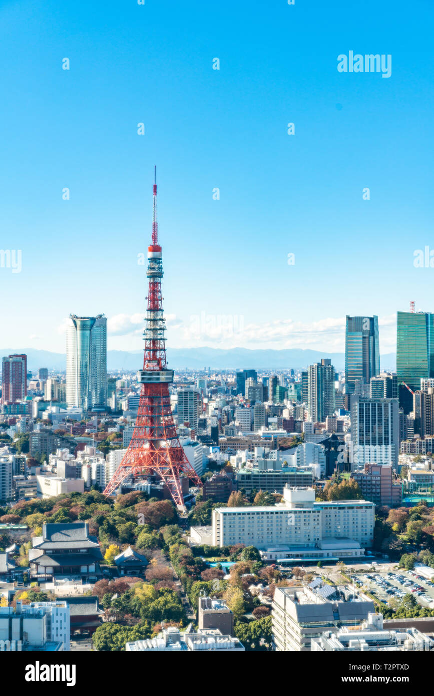 Tokyo cityscape - modern aerial view with Roppongi and Minato wards. Stock Photo