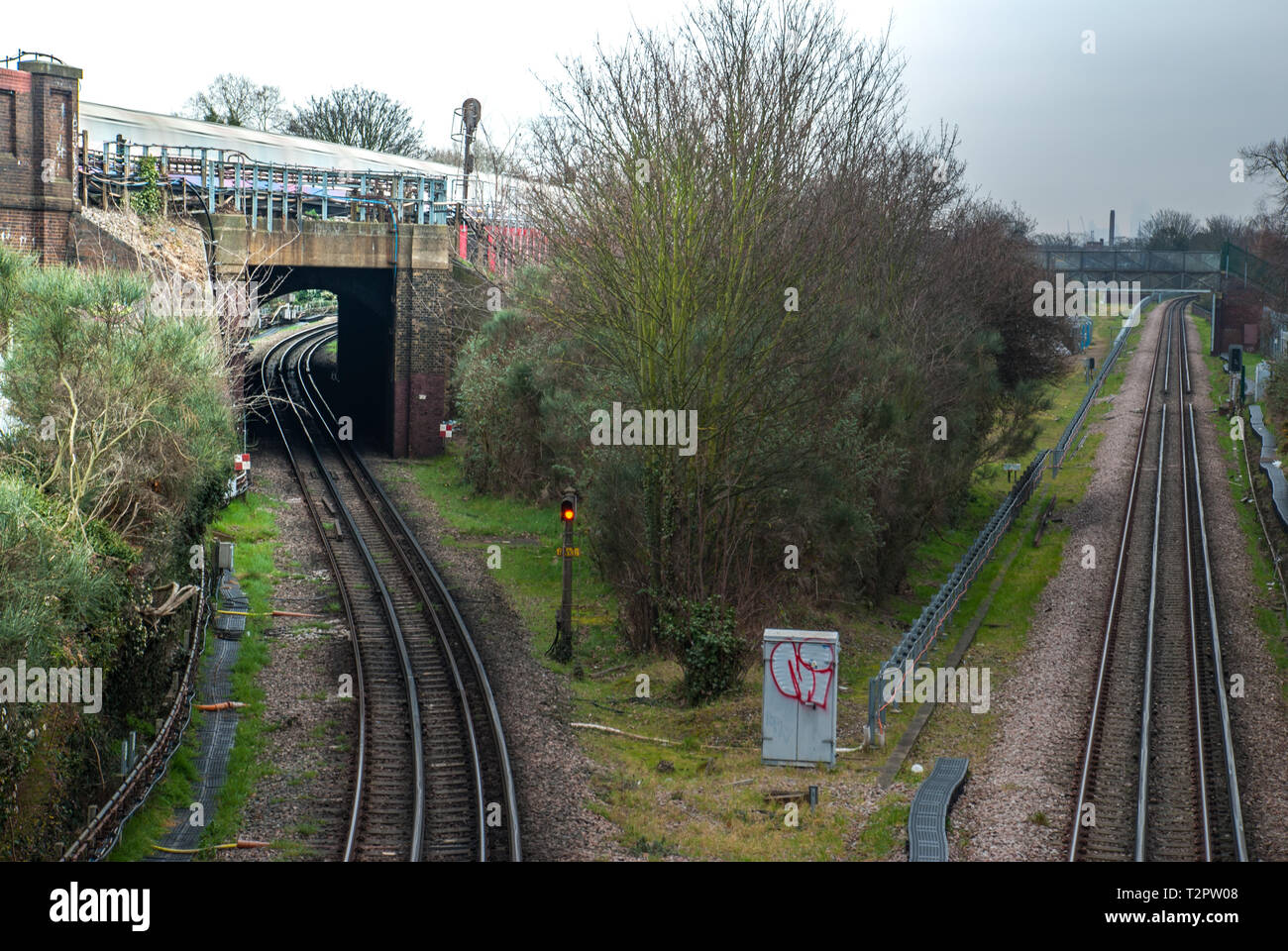 Train route in Chiswick, London Stock Photo - Alamy