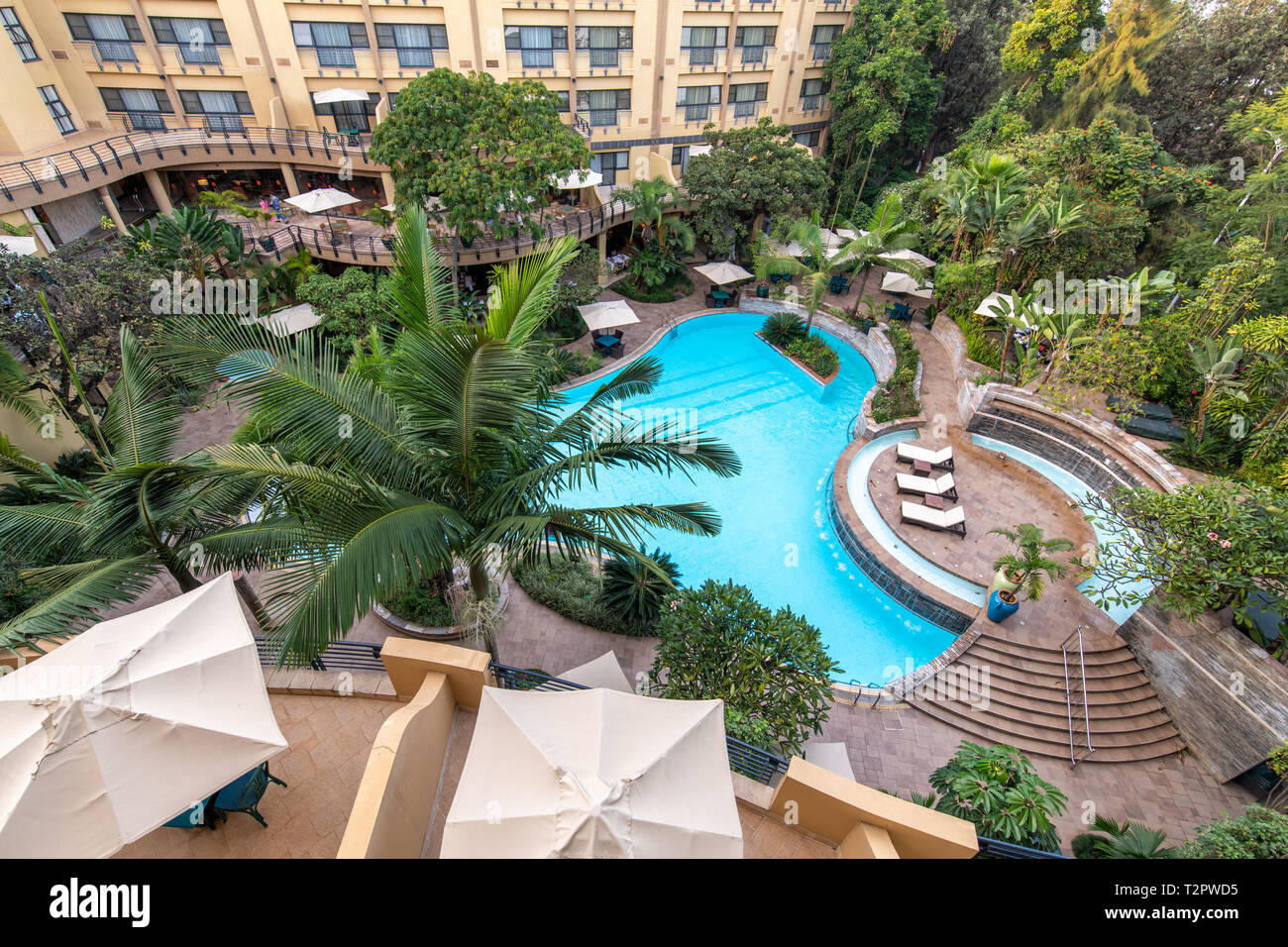 A luxurious pool and patio at a Kigali hotel, Kigali, Rwanda Stock